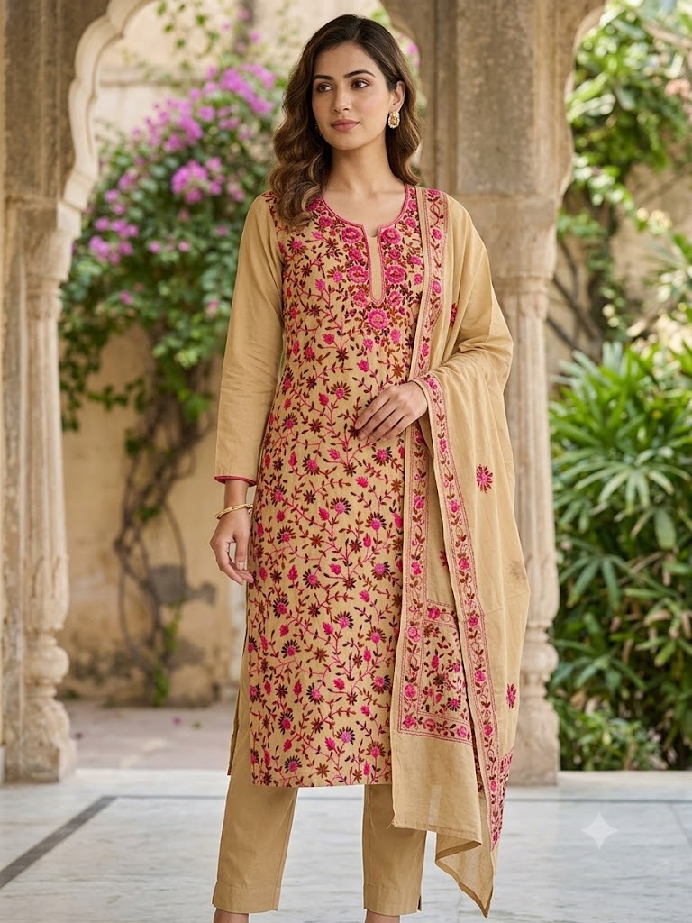 Chikonwala's Exclusive Hand Embroidered Fulkari Dress