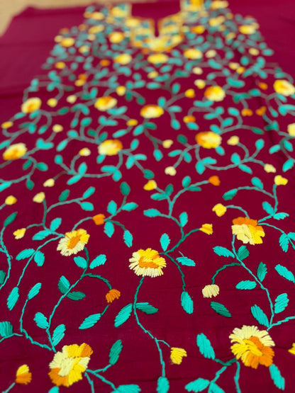 Chikonwala's Exclusive Hand Embroidered Fulkari Dress