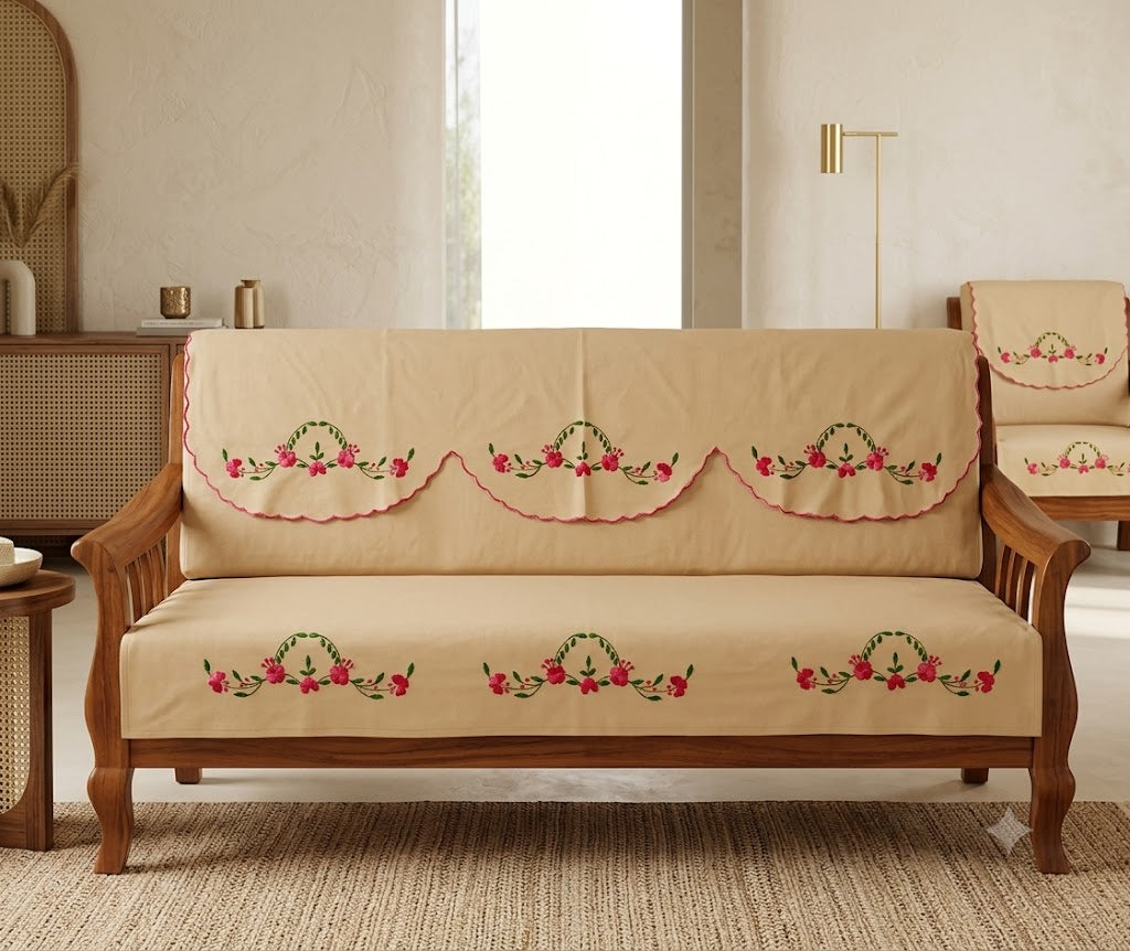 Hand Embroidered Sofa Cover (3+1+1 Seater)