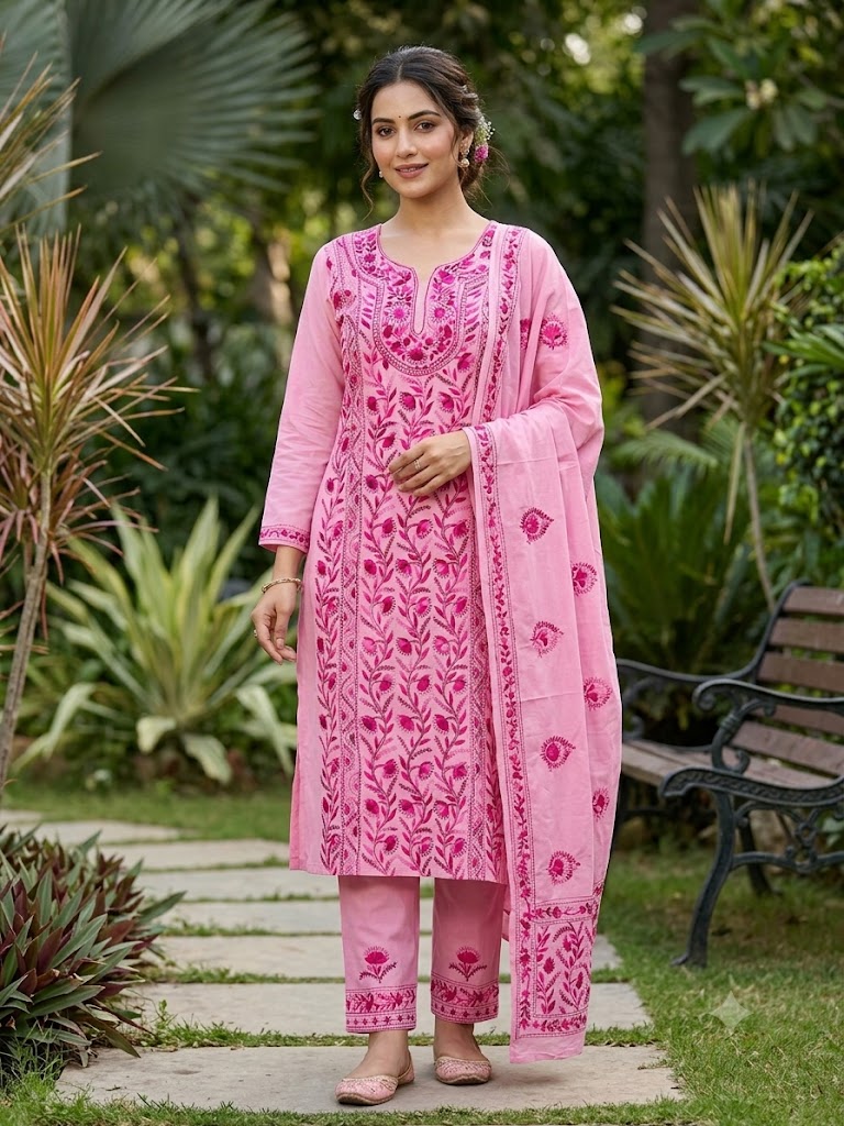 Chikonwala's Exclusive Hand Embroidered Fulkari Dress