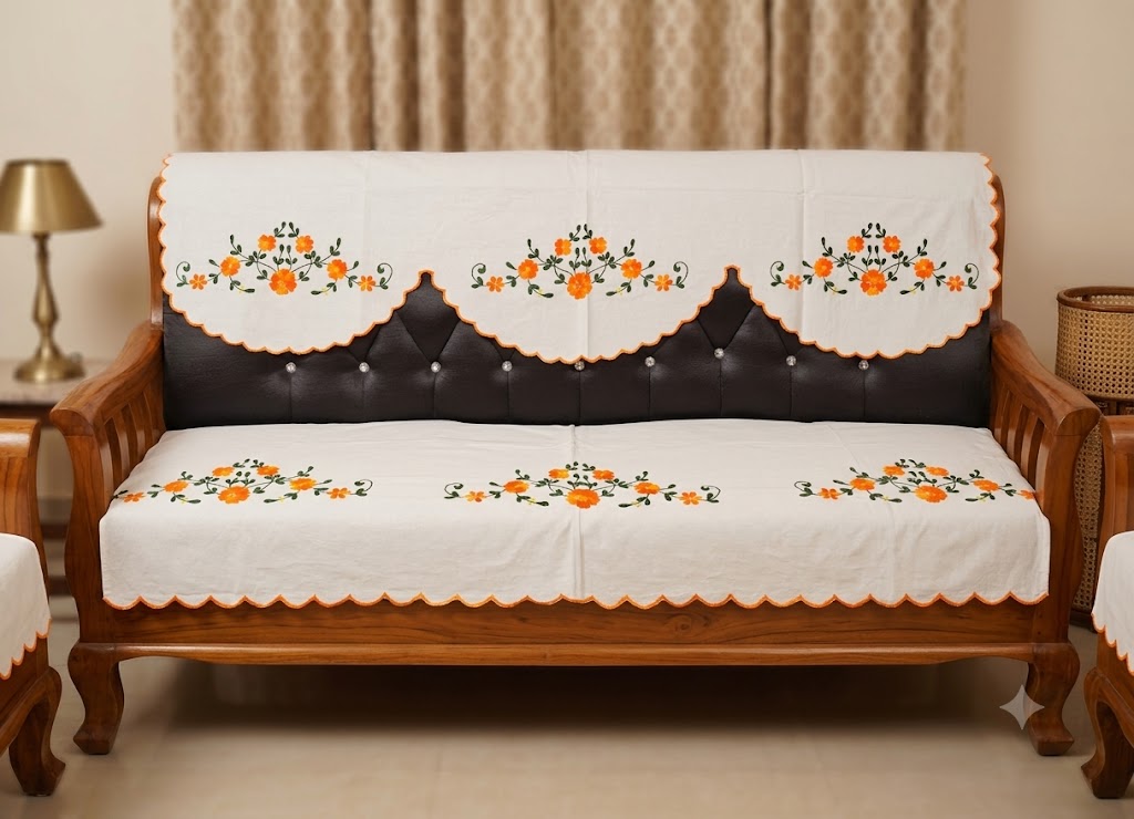 Hand Embroidered Sofa Cover (3+1+1 Seater)