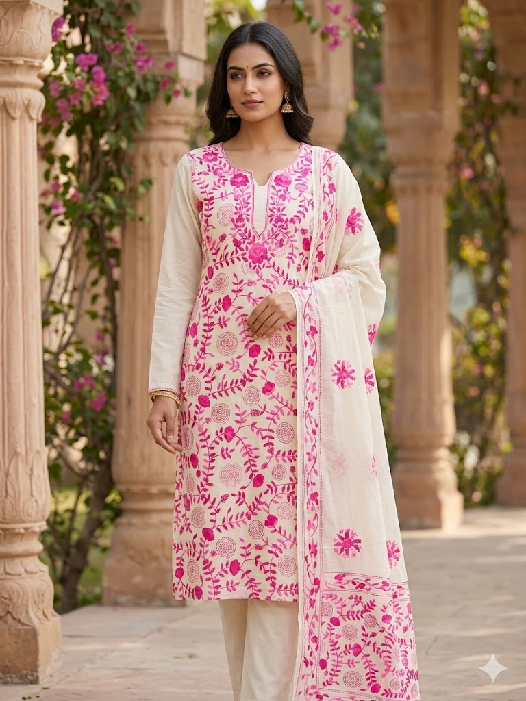 Chikonwala's Exclusive Hand Embroidered Fulkari Dress