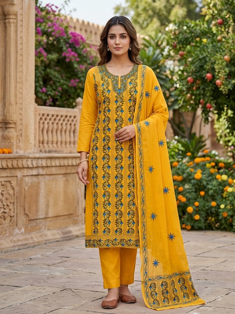 Chikonwala's Exclusive Hand Embroidered Fulkari Dress