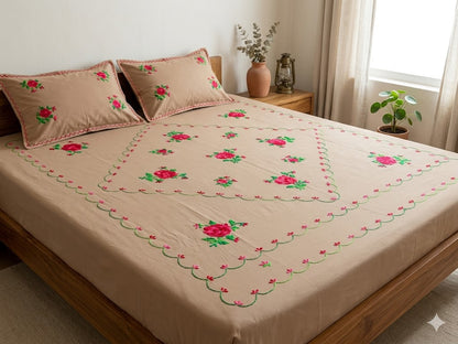 Chikonwala's Hand Embroidered Floral Design Bedsheet