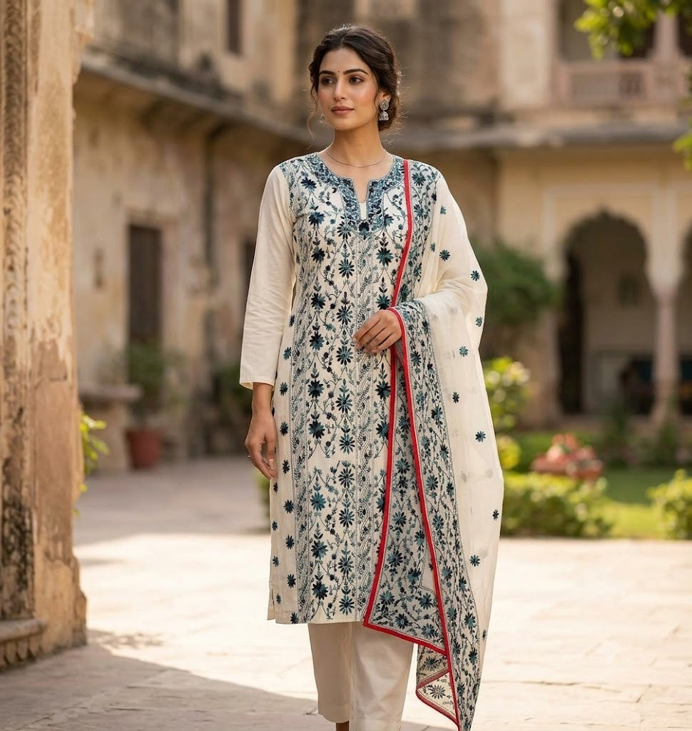 Chikonwala's Exclusive Hand Embroidered Fulkari Dress
