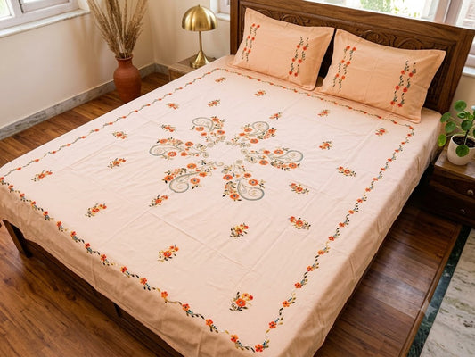Chikonwala's Hand Embroidered Pure Cotton Bedsheet