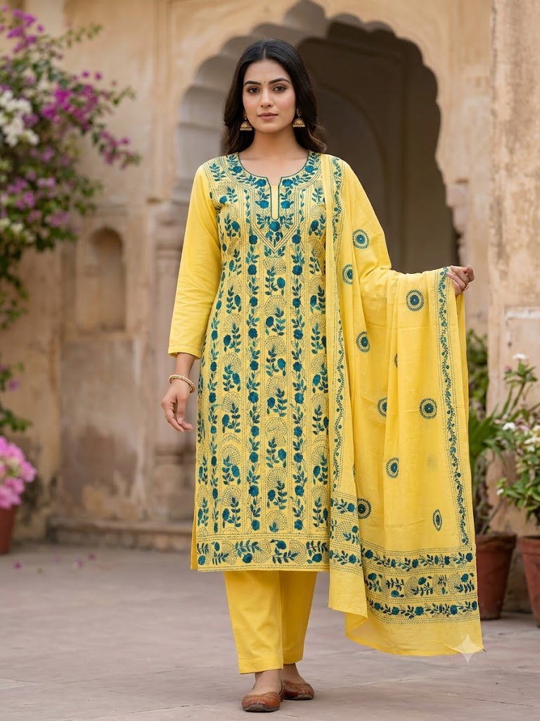 Chikonwala's Exclusive Hand Embroidered Fulkari Dress