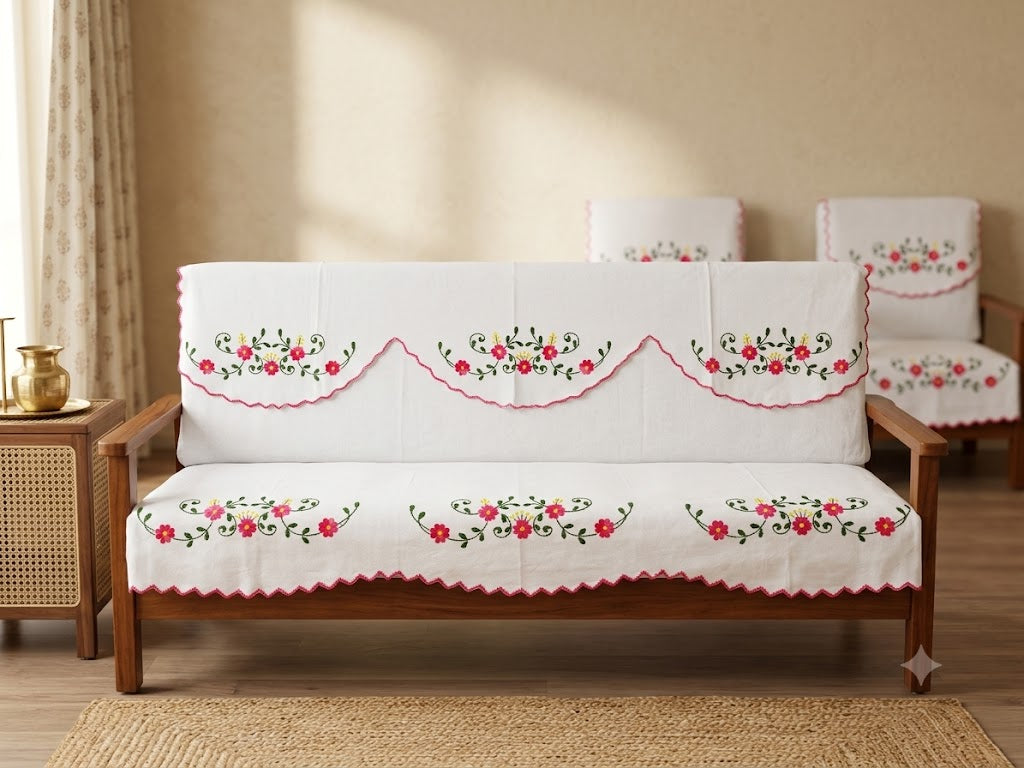 Hand Embroidered Sofa Cover (3+1+1 Seater)