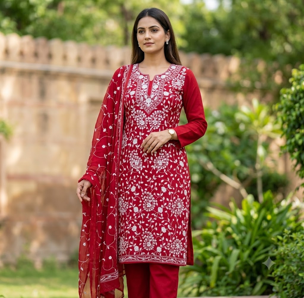 Chikonwala's Exclusive Hand Embroidered Fulkari Dress