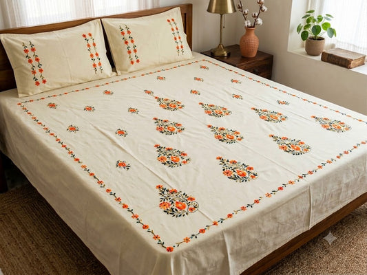 Chikonwala's Hand Embroidered Pure Cotton Bedsheet