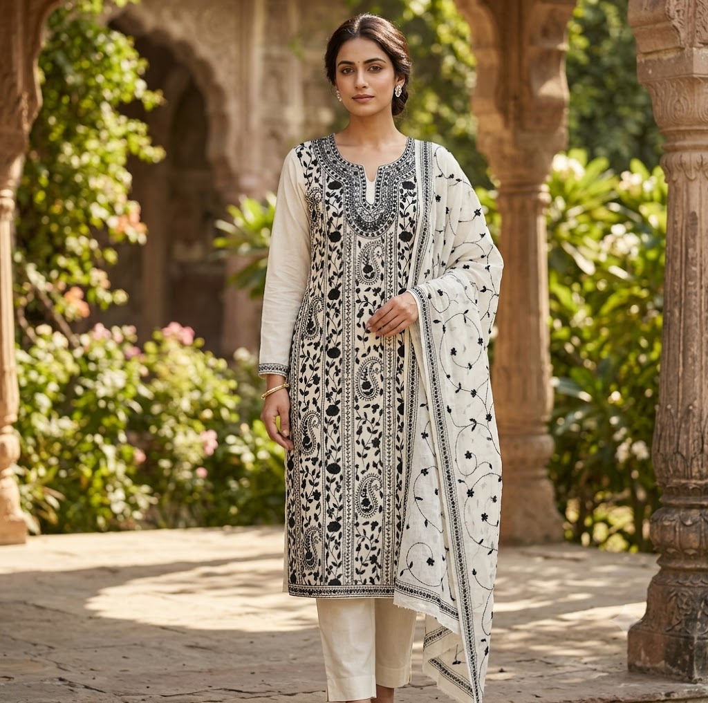 Chikonwala's Exclusive Hand Embroidered Fulkari Dress