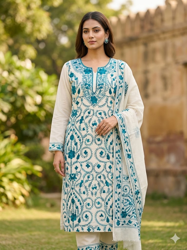 Chikonwala's Exclusive Hand Embroidered Fulkari Dress