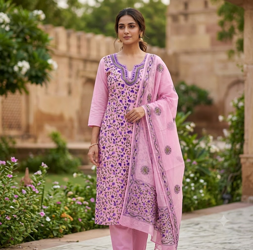 Chikonwala's Exclusive Hand Embroidered Fulkari Dress