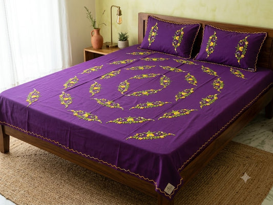 Chikonwala's Hand Embroidered Floral Design Bedsheet