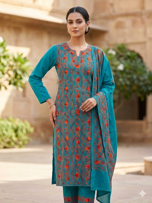 Chikonwala's Exclusive Hand Embroidered Fulkari Dress