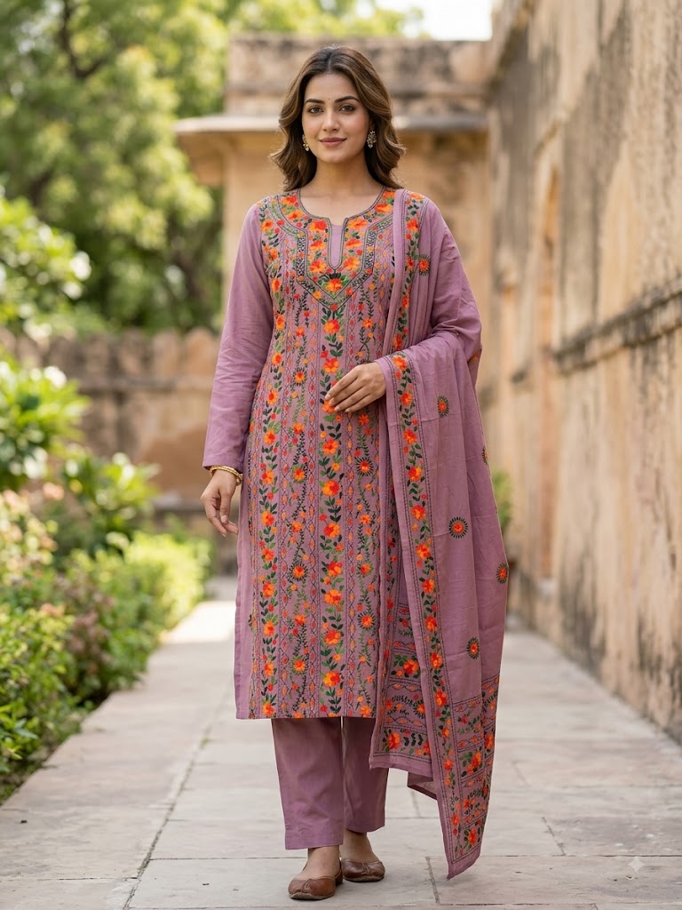 Chikonwala's Exclusive Hand Embroidered Fulkari Dress