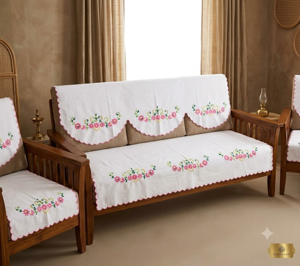 Hand Embroidered Sofa Cover (3+1+1 Seater)