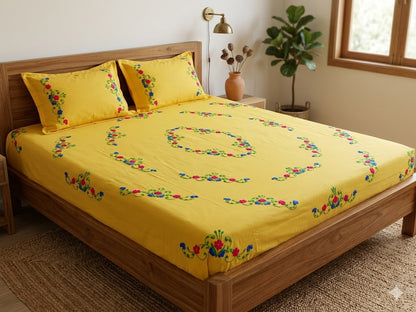 Chikonwala's Hand Embroidered Pure Cotton Bedsheet