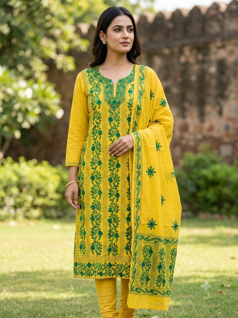 Chikonwala's Exclusive Hand Embroidered Fulkari Dress