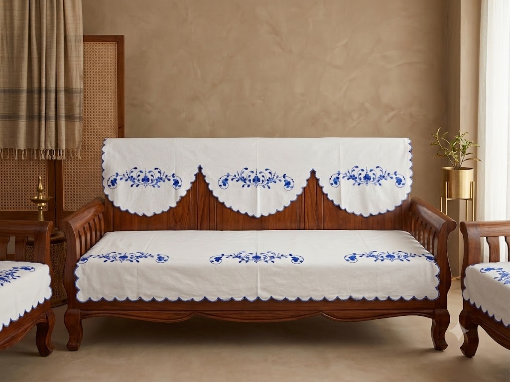 Hand Embroidered Sofa Cover (3+1+1 Seater)