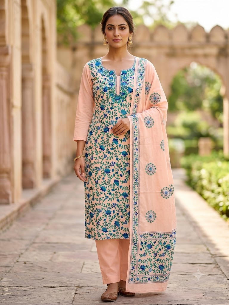 Chikonwala's Exclusive Hand Embroidered Fulkari Dress