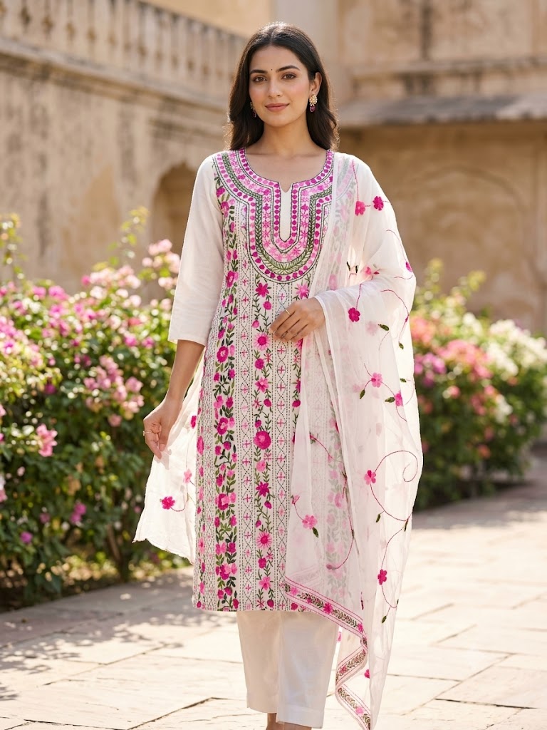 Chikonwala's Exclusive Hand Embroidered Fulkari Dress