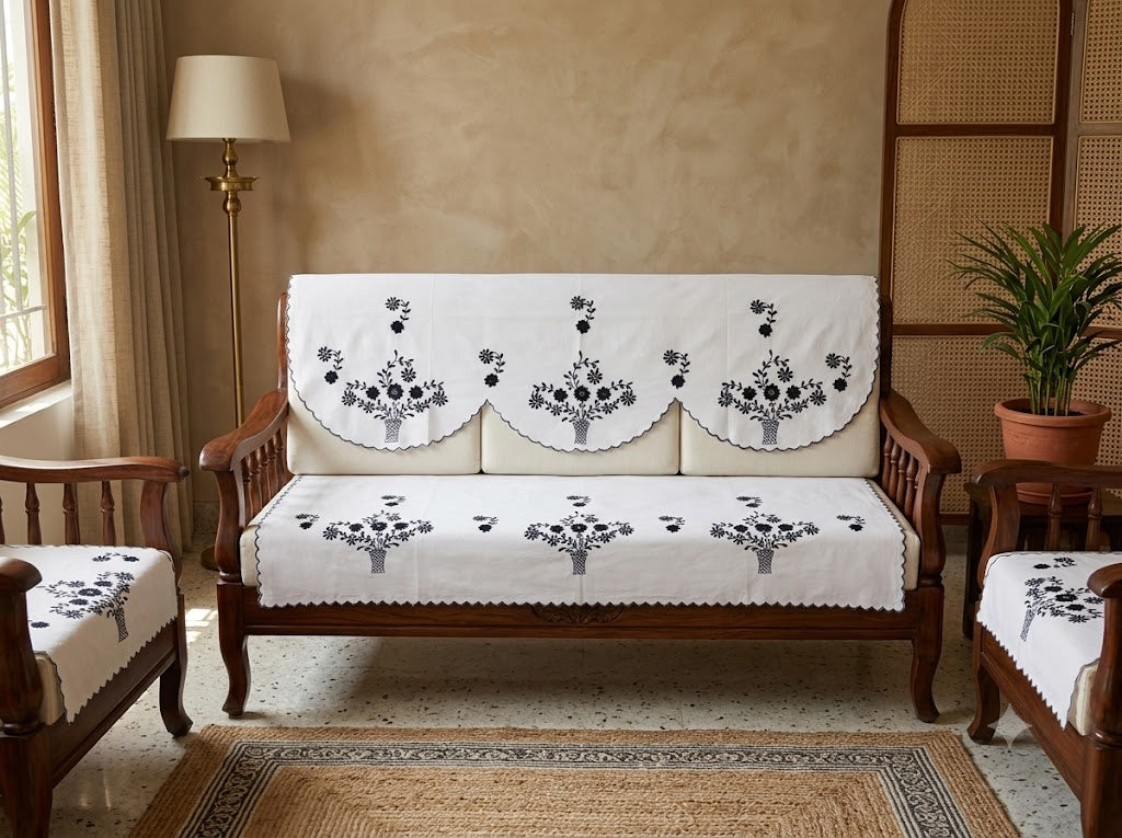 Hand Embroidered Sofa Cover (3+1+1 Seater)