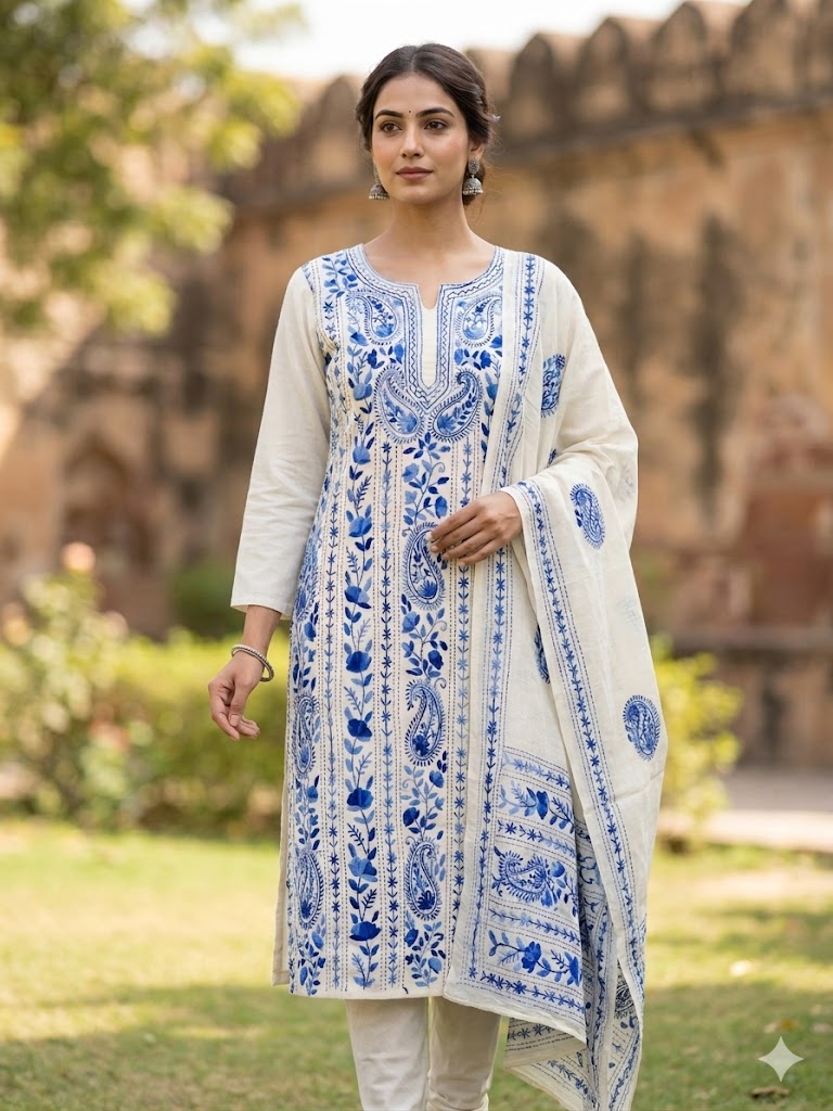 Chikonwala's Exclusive Hand Embroidered Fulkari Dress