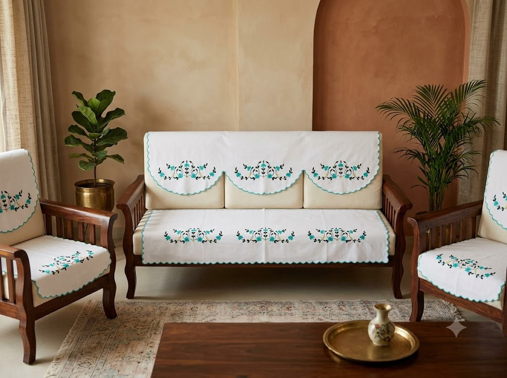 Hand Embroidered Sofa Cover (3+1+1 Seater)