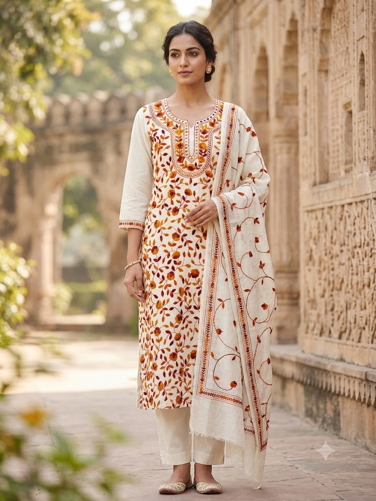 Chikonwala's Exclusive Hand Embroidered Fulkari Dress