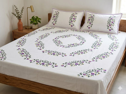 Chikonwala's Hand Embroidered Floral Design Bedsheet