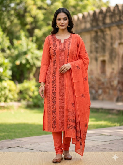 Chikonwala's Exclusive Hand Embroidered Bidding Kantha Dress Material