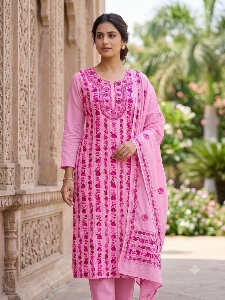 Chikonwala's Exclusive Hand Embroidered Fulkari Dress