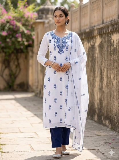 Chikonwala's Exclusive Hand Embroidered Organdy Cotton Dress Material