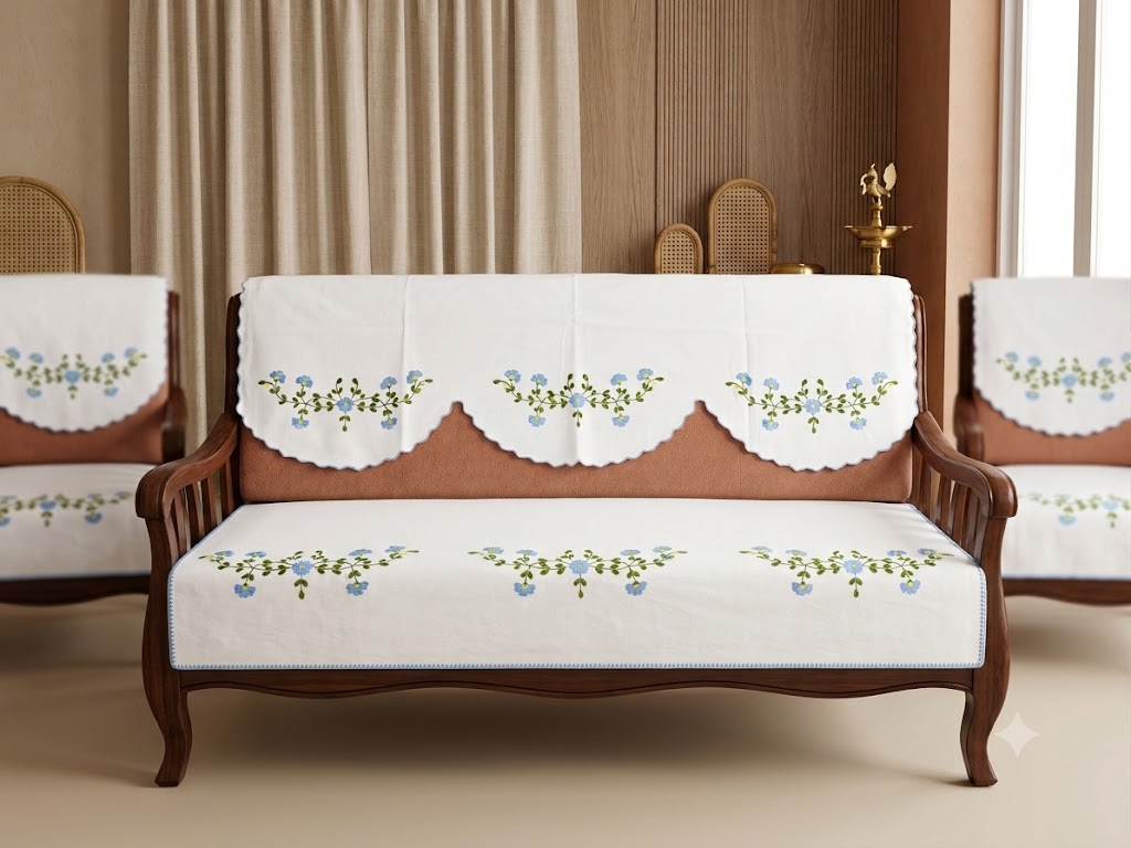 Hand Embroidered Sofa Cover (3+1+1 Seater)