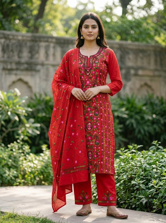 Chikonwala's Exclusive Hand Embroidered Fulkari Dress
