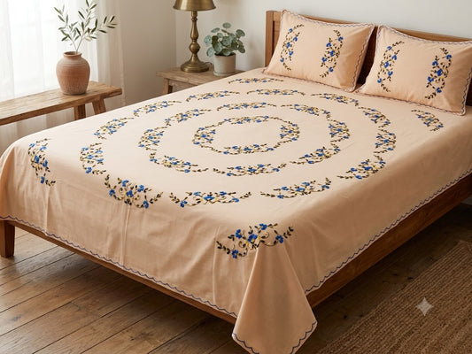 Chikonwala's Hand Embroidered Floral Design Bedsheet