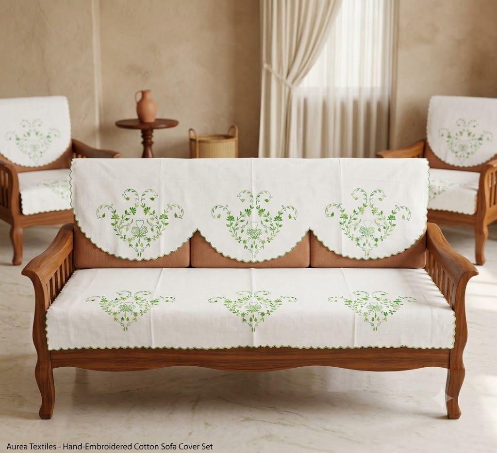 Hand Embroidered Sofa Cover (3+1+1 Seater)