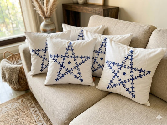 Hand Embroidered Cotton Cushion Covers (Set of 5)