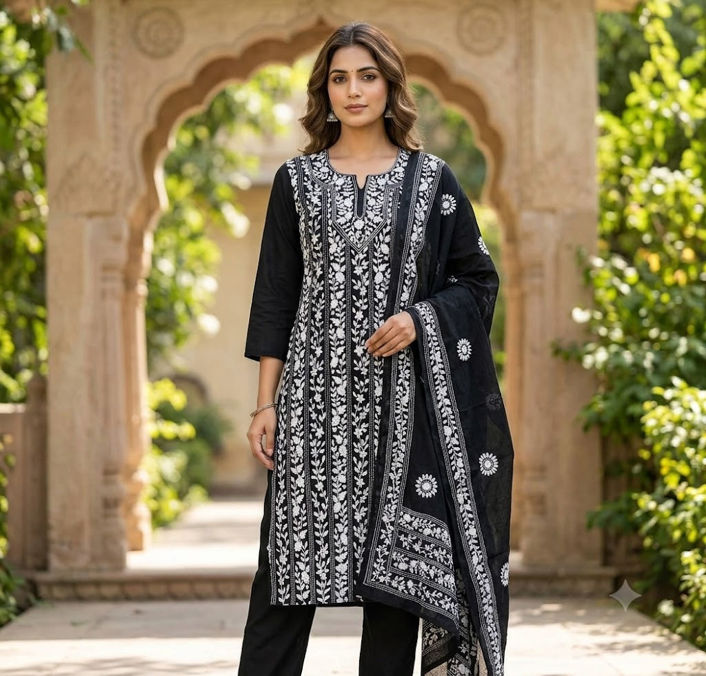 Chikonwala's Exclusive Hand Embroidered Fulkari Dress