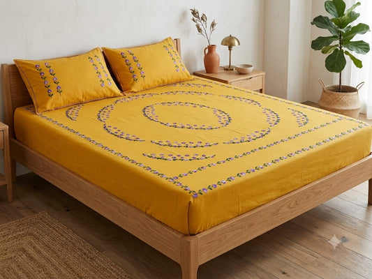 Chikonwala's Hand Embroidered Floral Design Bedsheet