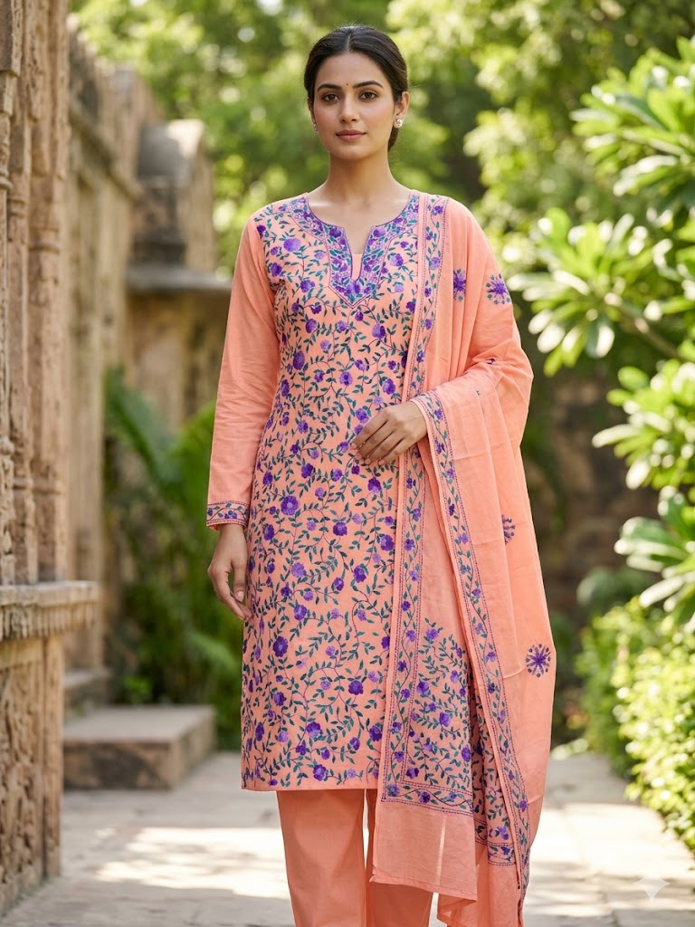 Chikonwala's Exclusive Hand Embroidered Fulkari Dress