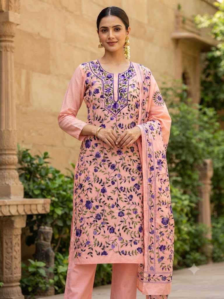 Chikonwala's Exclusive Hand Embroidered Fulkari Dress