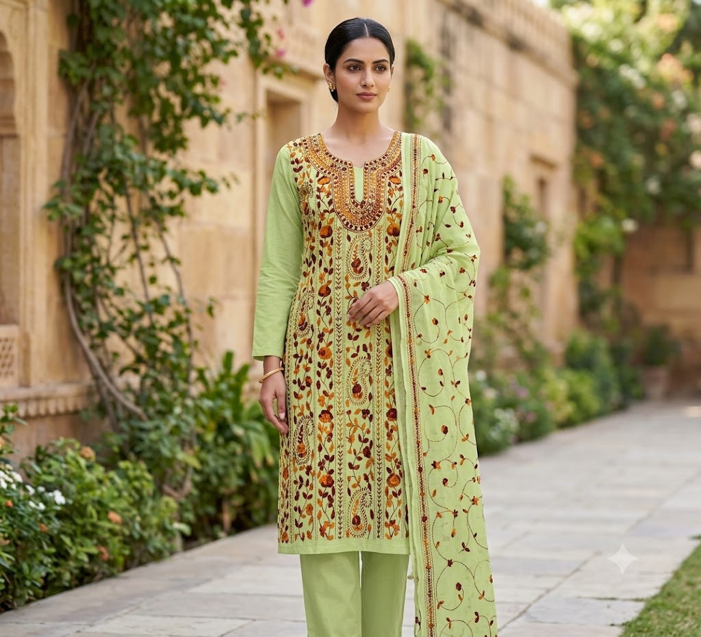 Chikonwala's Exclusive Hand Embroidered Fulkari Dress