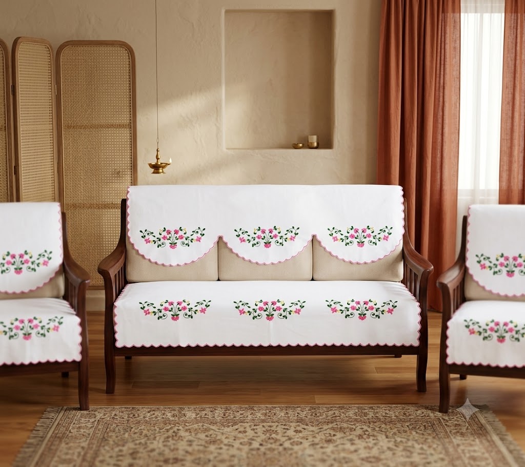 Hand Embroidered Sofa Cover (3+1+1 Seater)