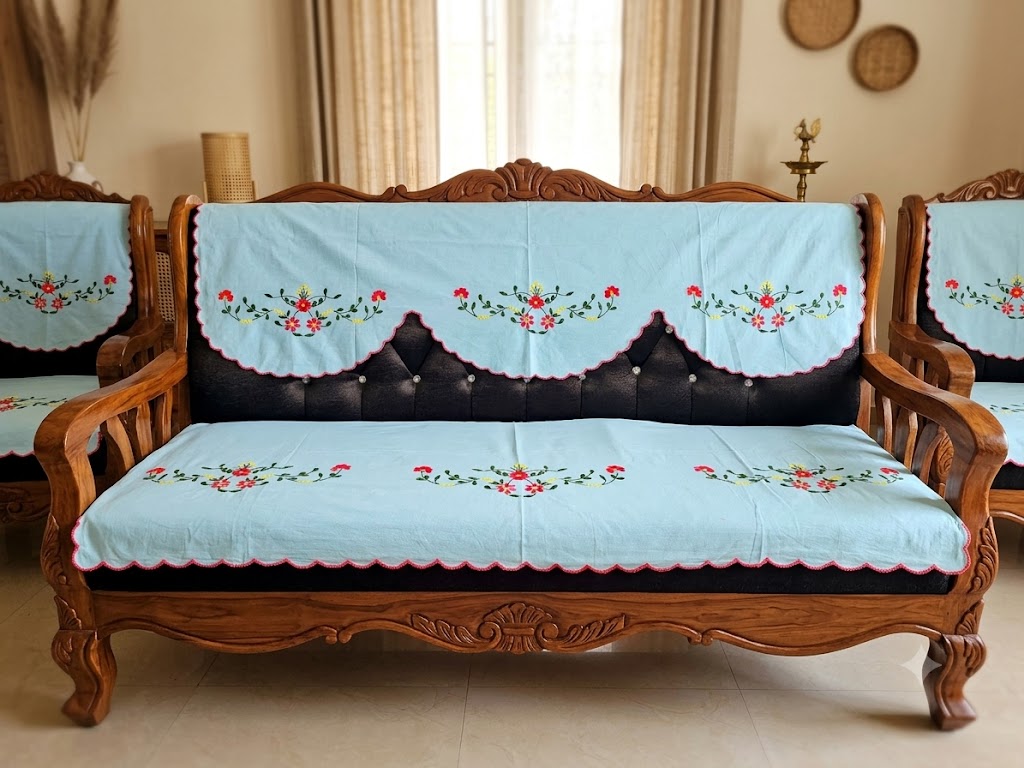 Hand Embroidered Sofa Cover (3+1+1 Seater)