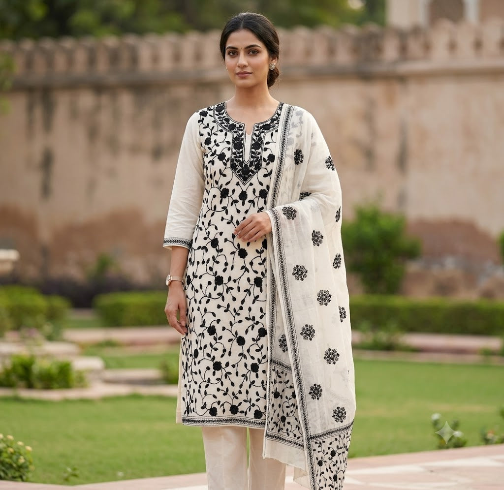 Chikonwala's Exclusive Hand Embroidered Fulkari Dress