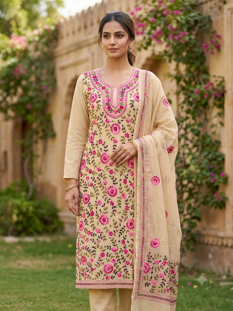 Chikonwala's Exclusive Hand Embroidered Fulkari Dress