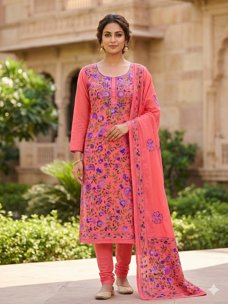 Chikonwala's Exclusive Hand Embroidered Fulkari Dress