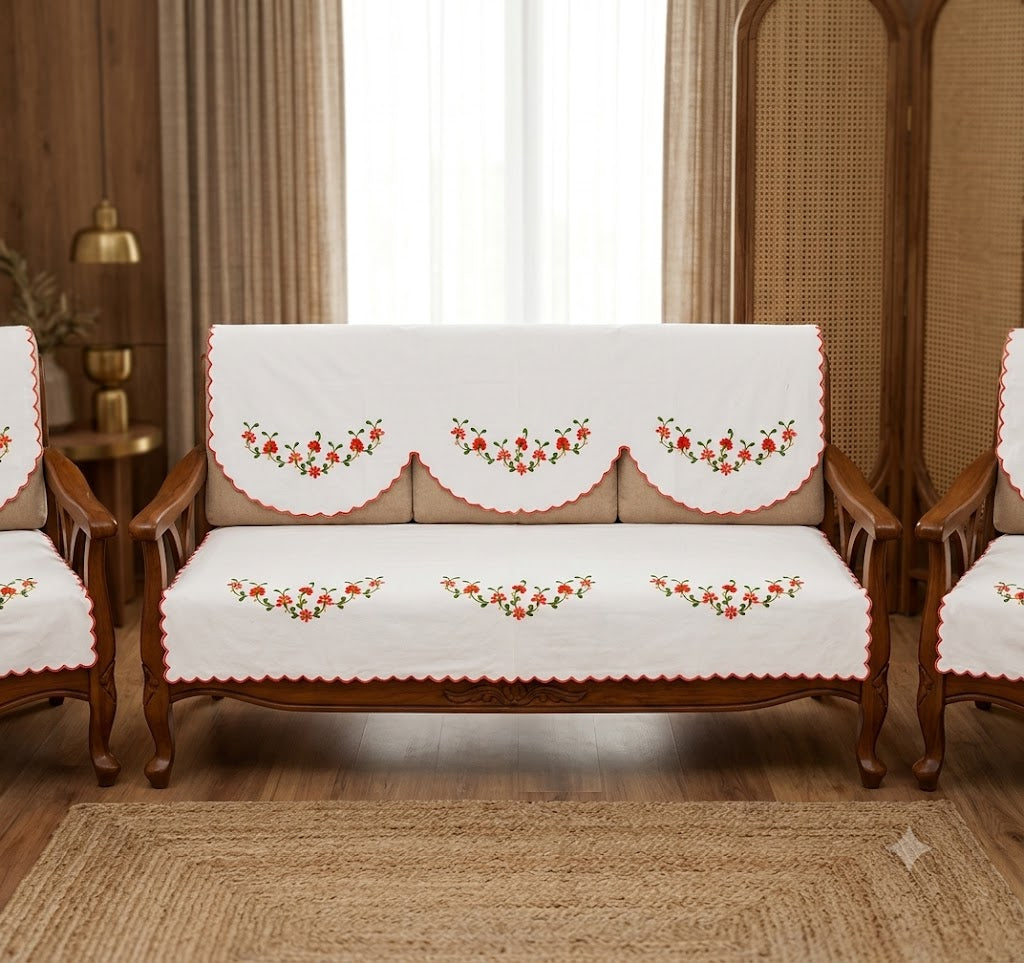 Hand Embroidered Sofa Cover (3+1+1 Seater)